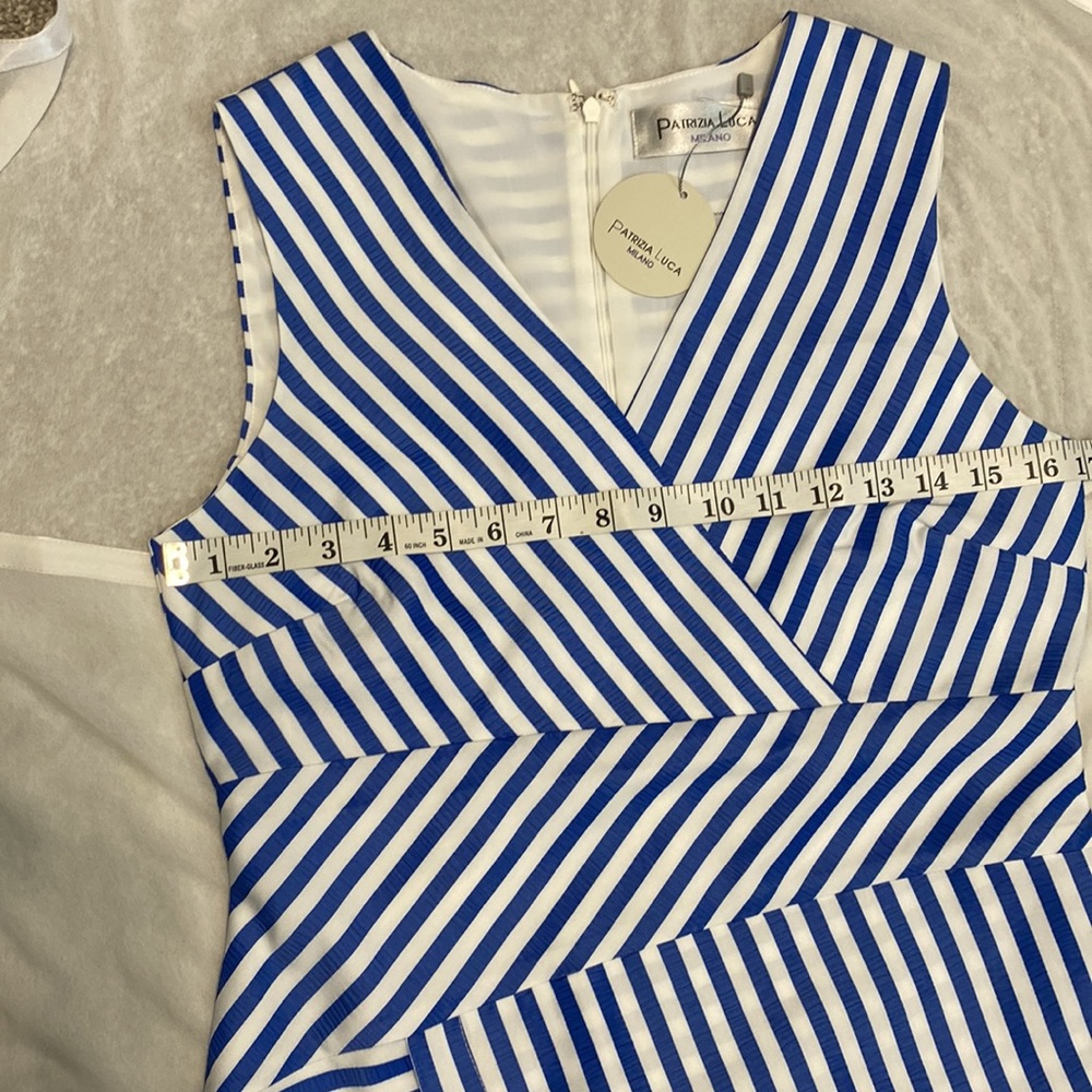 Patrizia luca milano dress blue white stripes sleeveless mid length Size M. New - Picture 6 of 15